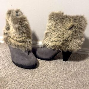 Faux fur ankle boots